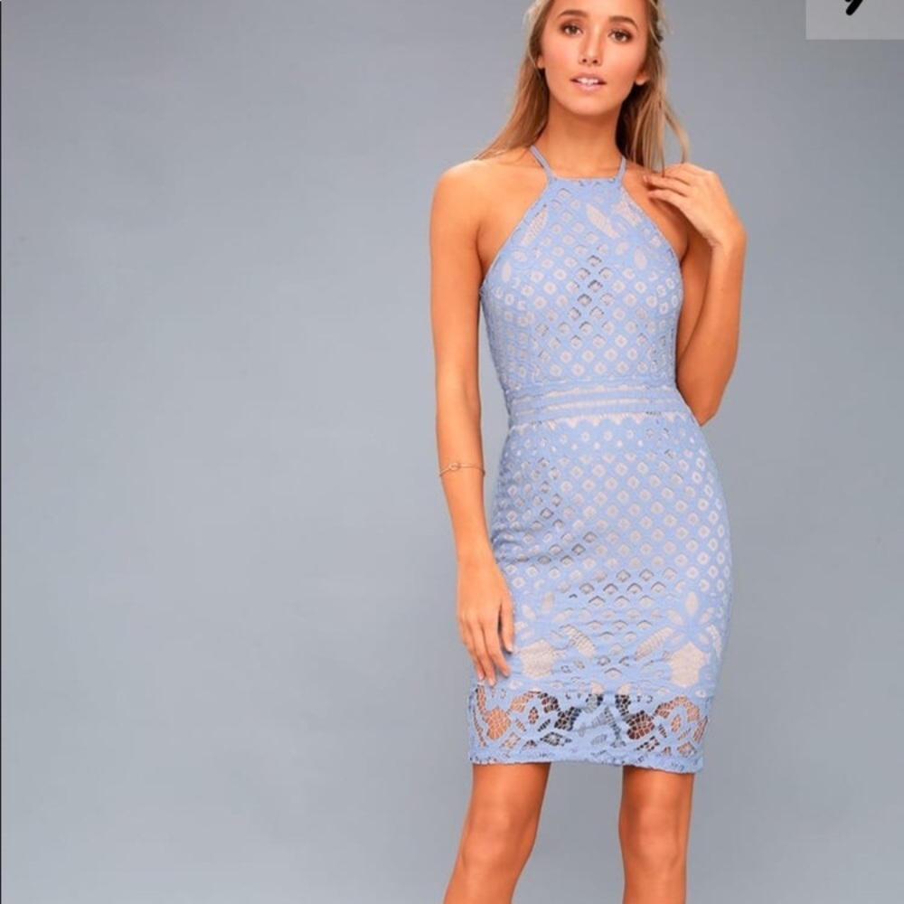 LULUS Steal a kiss lace blue dress